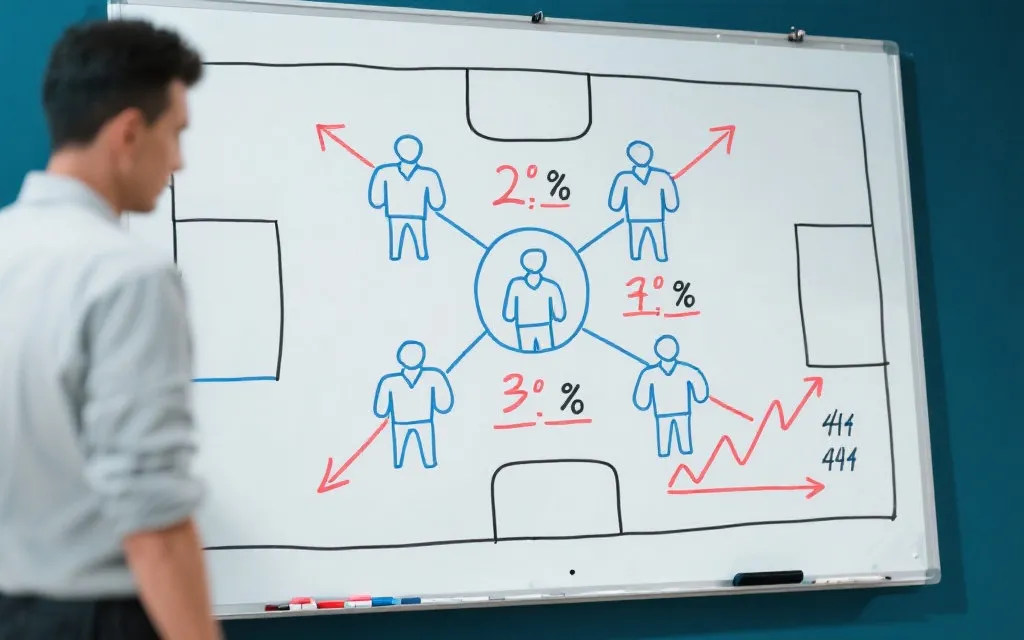 球场战术板与积分表叠加的可视化概念图